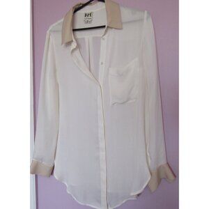 Haute Hippie Silk Blouse, M, Beige/Tan